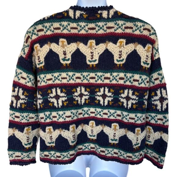 Express Tricot Vintage Chunky Handknit Wool Cardigan with Wood Buttons size M/L - Picture 7 of 13